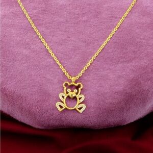Teddy Bear Gold Plated Necklace, Minimalist Pendant